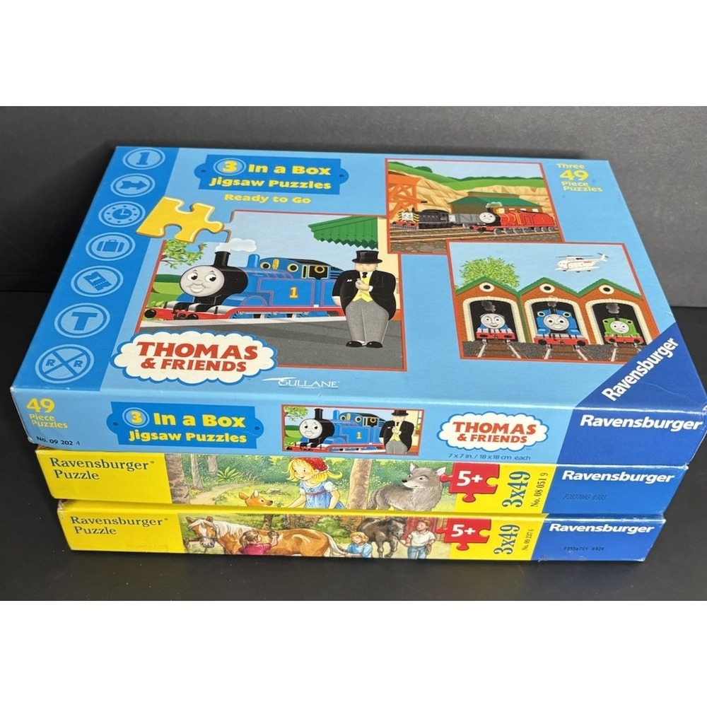 3 Ravensburger 3x49 Piece Jigsaw Puzzle Thomas the Tank Horses Fairy Tales